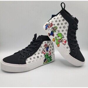 Ground Up Super Mario High Top Sneakers Shoes Side Zipper No Tie Slip On Size 13